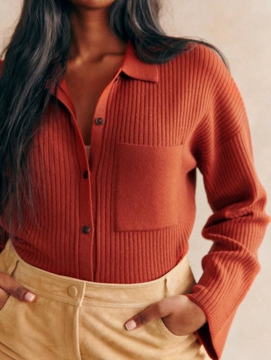 Sezane Sweaters - [Sezane] Liya Cardigan In Rust, Size M, 100% Merino Wool
